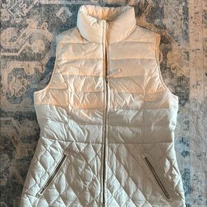 Talbots Cream Quilted Vest with Water-Resistant Finish